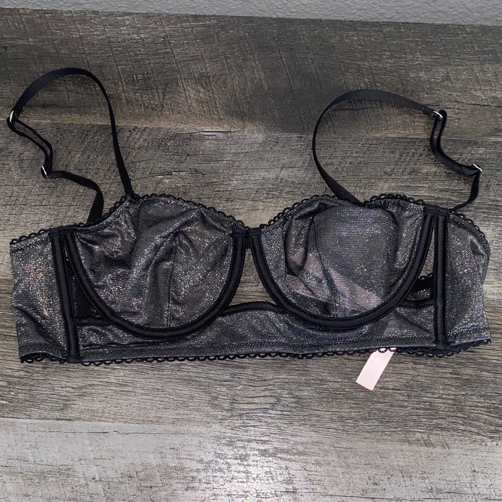 Women's VS Sheer Shimmer Underwire Bralette - Black